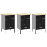 Work Cabinet with Drawer 7 pcs Black Engineered wood and steel