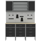 Work Cabinet with Drawer 7 pcs Black Engineered wood and steel