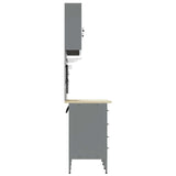 Work Cabinet with Drawer 7 pcs Black Engineered wood and steel