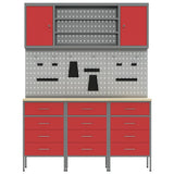 Work Cabinet with Drawer 7 pcs Red Engineered wood and steel - Extra Image