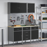 Work Cabinet 8 pcs Black and Grey Engineered wood and steel