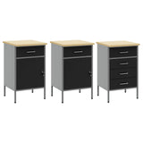 Work Cabinet 8 pcs Black and Grey Engineered wood and steel - Rear View
