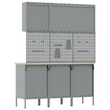 Work Cabinet 8 pcs Black and Grey Engineered wood and steel - Extra Image