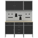 Work Cabinet 8 pcs Black and Grey Engineered wood and steel