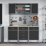 Work Cabinet with Drawer 7 pcs Black Engineered wood and steel - Top-Down View
