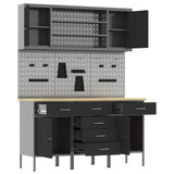 Work Cabinet with Drawer 7 pcs Black Engineered wood and steel - 45-Degree Angle