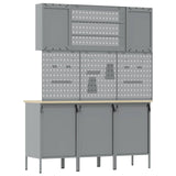 Work Cabinet with Drawer 7 pcs Black Engineered wood and steel - Extra Image