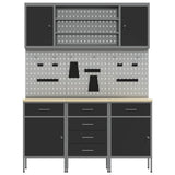 Work Cabinet with Drawer 7 pcs Black Engineered wood and steel