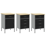 Work Cabinet 8 pcs Black and Grey Engineered wood and steel - Rear View