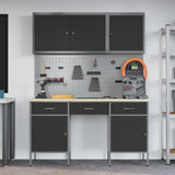 Work Cabinet with Drawer 8 pcs Black Engineered wood and steel - Top-Down View