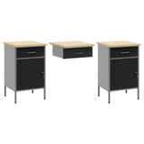 Work Cabinet with Drawer 8 pcs Black Engineered wood and steel