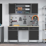 Work Cabinet with Drawer 7 pcs Black Engineered wood and steel - Top-Down View