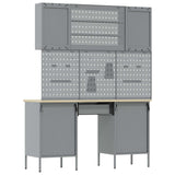 Work Cabinet with Drawer 7 pcs Black Engineered wood and steel