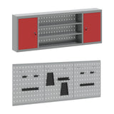 Work Cabinet 7 pcs Red and Grey Engineered wood and steel