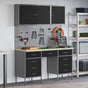 Work Cabinet 8 pcs Black and Grey Engineered wood and steel