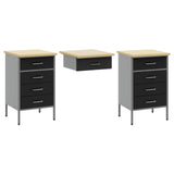Work Cabinet 8 pcs Black and Grey Engineered wood and steel