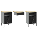 Work Cabinet 8 pcs Black and Grey Engineered wood and steel