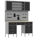Work Cabinet with Drawer 7 pcs Black Engineered wood and steel