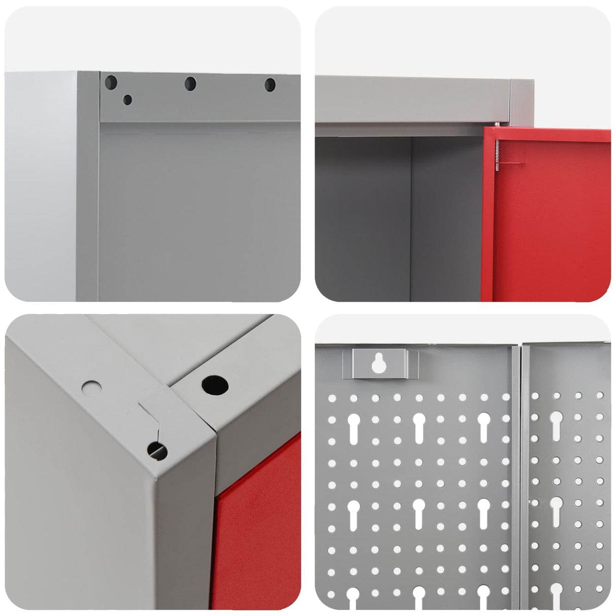 Work Cabinet 7 pcs Red and Grey Engineered wood and steel