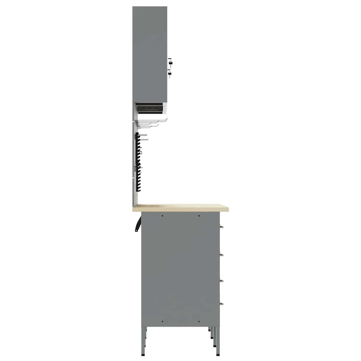 Work Cabinet 7 pcs Red and Grey Engineered wood and steel
