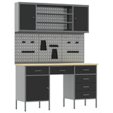 Work Cabinet with Drawer 7 pcs Black Engineered wood and steel