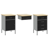 Work Cabinet with Drawer 7 pcs Black Engineered wood and steel