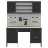 Work Cabinet with Drawer 7 pcs Black Engineered wood and steel