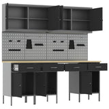 Work Cabinet with Drawer 10 pcs Black Engineered wood and steel