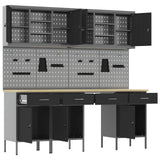 Work Cabinet with Drawer 10 pcs Black Engineered wood and steel - 45-Degree Angle