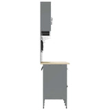 Work Cabinet with Drawer 10 pcs Black Engineered wood and steel