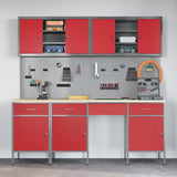 Work Cabinet with Drawer 10 pcs Red Engineered wood and steel - Top-Down View