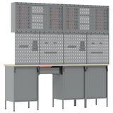 Work Cabinet with Drawer 10 pcs Red Engineered wood and steel - Extra Image