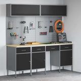 Work Cabinet Set with Drawer with Storage Manual 10 pcs Black