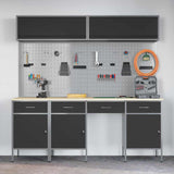Work Cabinet Set with Drawer with Storage Manual 10 pcs Black - Top-Down View