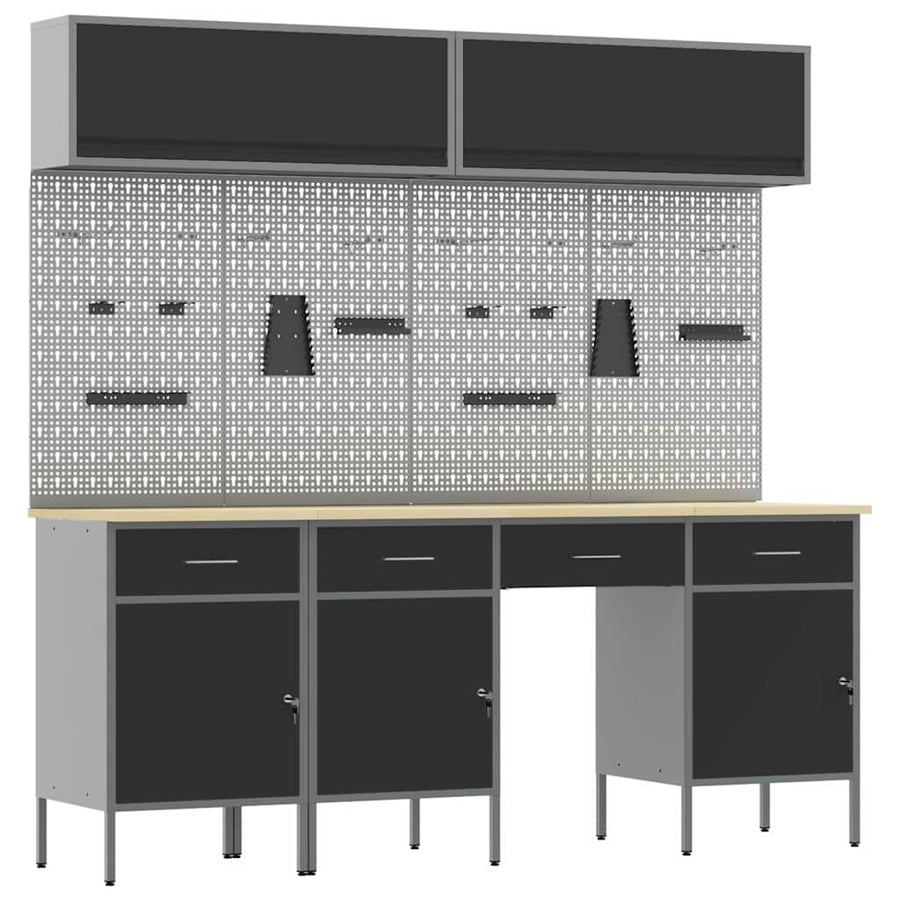 Work Cabinet Set with Drawer with Storage Manual 10 pcs Black