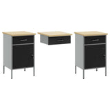 Work Cabinet Set with Drawer with Storage Manual 10 pcs Black - Rear View