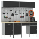 Work Cabinet Set with Drawer with Storage Manual 10 pcs Black - Side View