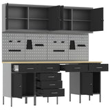 Work Cabinet with Drawer 10 pcs Black Engineered wood and steel - 45-Degree Angle