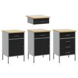 Work Cabinet with Drawer 10 pcs Black Engineered wood and steel - Rear View