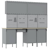 Work Cabinet with Drawer 10 pcs Black Engineered wood and steel - Extra Image