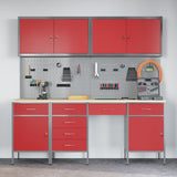 Work Cabinet with Drawer 10 pcs Red Engineered wood and steel - Top-Down View