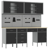 Work Cabinet 10 pcs Black and Grey Engineered wood and steel