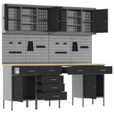 Work Cabinet 10 pcs Black and Grey Engineered wood and steel