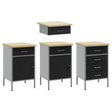 Work Cabinet 10 pcs Black and Grey Engineered wood and steel - Rear View