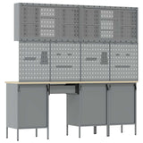 Work Cabinet 10 pcs Black and Grey Engineered wood and steel