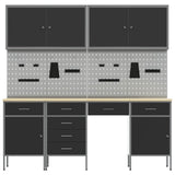 Work Cabinet 10 pcs Black and Grey Engineered wood and steel