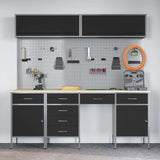 Work Cabinet Set with Drawer with Storage Manual 10 pcs Black