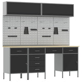 Work Cabinet Set with Drawer with Storage Manual 10 pcs Black - Front View