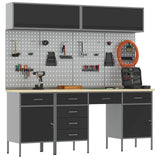 Work Cabinet Set with Drawer with Storage Manual 10 pcs Black - Side View