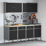 Work Cabinet 10 pcs Black and Grey Engineered wood and steel
